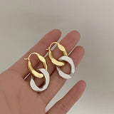 Cuban Chain Hoop Earrings Women Two-Color Hanging Jewelry