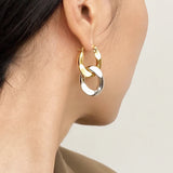 Cuban Chain Hoop Earrings Women Two-Color Hanging Jewelry
