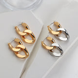 Cuban Chain Hoop Earrings Women Two-Color Hanging Jewelry