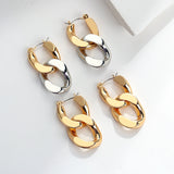 Cuban Chain Hoop Earrings Women Two-Color Hanging Jewelry