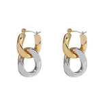 Cuban Chain Hoop Earrings Women Two-Color Hanging Jewelry