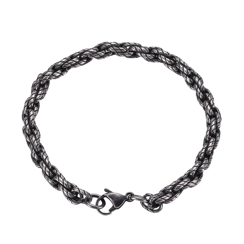 Men's Stainless Steel Twisted Link Chain Bracelet Hand Chain