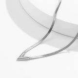 V Letter Pendant Necklace For Woman Flat Herringbone Snake Bone Chain