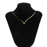 V Letter Pendant Necklace For Woman Flat Herringbone Snake Bone Chain