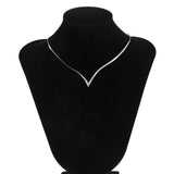 V Letter Pendant Necklace For Woman Flat Herringbone Snake Bone Chain