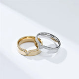 V Shaped Wedding Band Rings CZ Titanium Steel Anniversary Ring