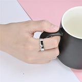 V Shaped Wedding Band Rings CZ Titanium Steel Anniversary Ring