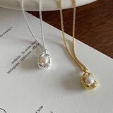 925 Silver Bears Pearl Necklace Pendant Charm Small Chain