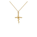 925 Sterling Silver Cross Rose Pendant Necklace