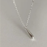 925 Silver Water Droplet Necklace Pendant Charm Small Chain