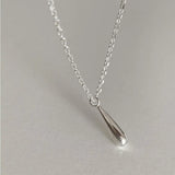 925 Silver Water Droplet Necklace Pendant Charm Small Chain
