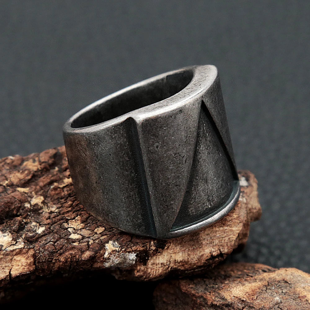 Viking Triangle Biker Ring Stainless Steel Jewelry Gift