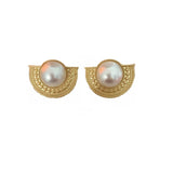 Vintage Baroque Pearl Stud Earrings Court Style No Piercing Clip
