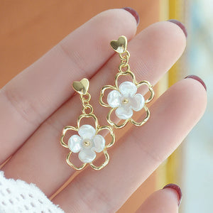 Vintage Hollow Flower Earring 14k Plated Stud Earrings Bijoux Gift