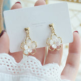 Vintage Hollow Flower Earring 14k Plated Stud Earrings Bijoux Gift