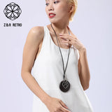 Vintage Wood Sandalwood Necklace Sweater Rope Chain Women Jewelry