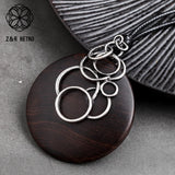 Vintage Wood Sandalwood Necklace Sweater Rope Chain Women Jewelry