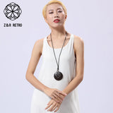 Vintage Wood Sandalwood Necklace Sweater Rope Chain Women Jewelry
