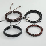 Vintage Woven Anchor Cowhide Bracelet Multi-layer Four in One Bracelet