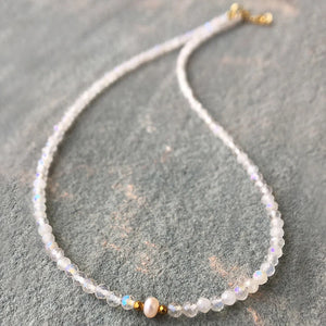 Crystal Natural Pearl Beads Choker Necklace Women's Jewelry Party Necklace