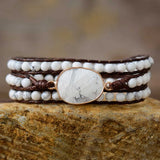 Howlite Wrap Bracelet Beaded Cord Strand Boho Jewelry Vegan