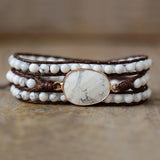 Howlite Wrap Bracelet Beaded Cord Strand Boho Jewelry Vegan