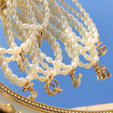 Baroque Pearls Choker Necklace Golden Bamboo Letters Jewelry
