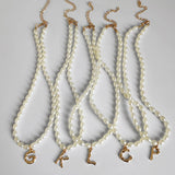 Baroque Pearls Choker Necklace Golden Bamboo Letters Jewelry