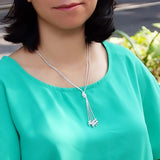 925 Sterling Silver Fringed Pendant Double Ply Women's Chain Necklace