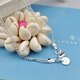 925 Sterling Silver Fringed Pendant Double Ply Women's Chain Necklace
