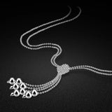 925 Sterling Silver Fringed Pendant Double Ply Women's Chain Necklace