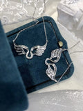 Women's 925 Wing Shape Necklace Clavicle Chain Bridal Jewelry