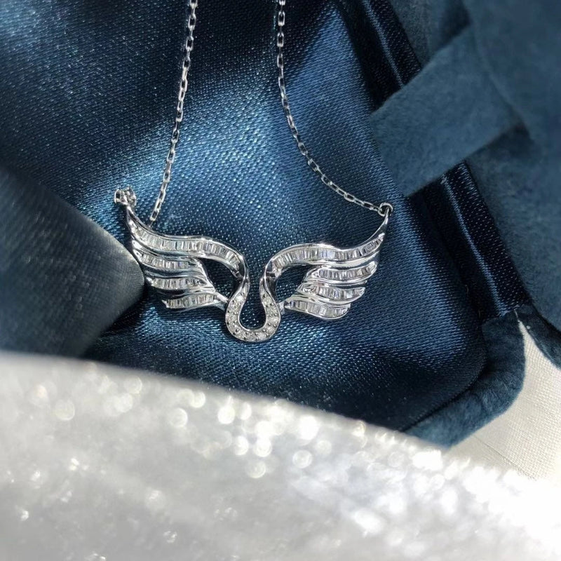 Women's 925 Wing Shape Necklace Clavicle Chain Bridal Jewelry