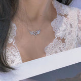 Women's 925 Wing Shape Necklace Clavicle Chain Bridal Jewelry