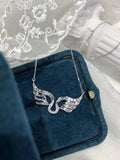 Women's 925 Wing Shape Necklace Clavicle Chain Bridal Jewelry