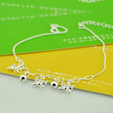 925 Silver Anklet Butterfly Pendant Bead Chain Ankle Bracelet