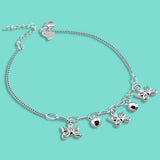 925 Silver Anklet Butterfly Pendant Bead Chain Ankle Bracelet