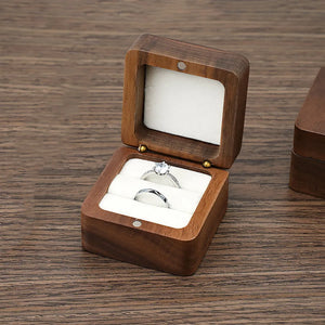 Wooden Pair Engagement Ring Box Wedding Proposal Mini Gift Box