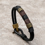 Retro Woven Cowhide Bracelet for Men