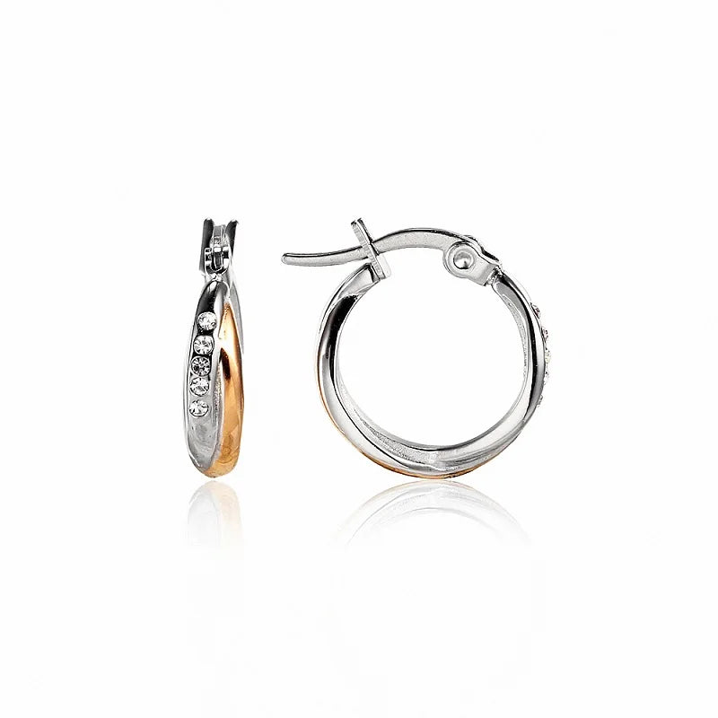 Zircon Circle Earring Titanium Steel Jewelry For Woman