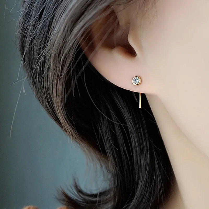 Sterling Silver Diamond Round Earrings
