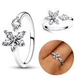 925 Sterling Silver Full Diamond Large Water Drop Ring
