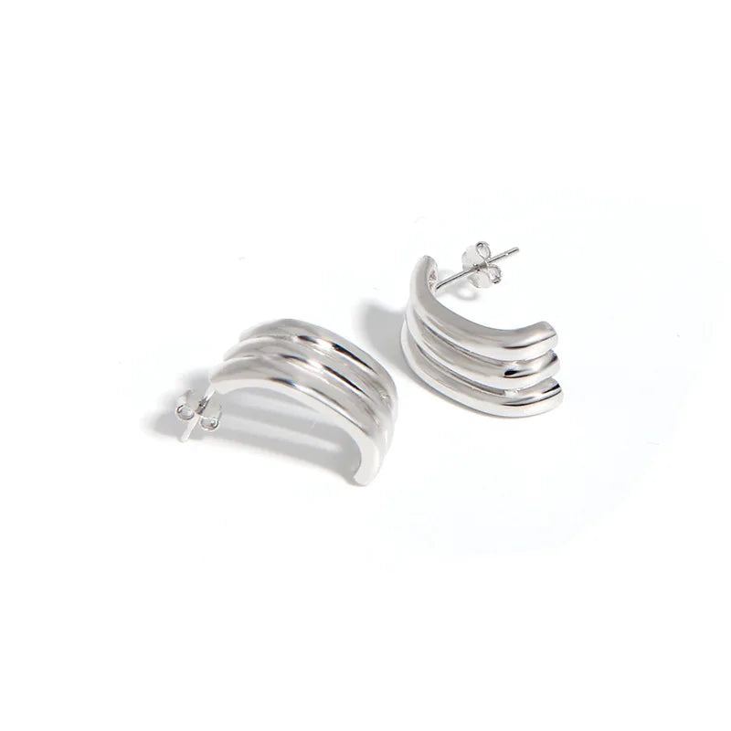 Stylish Multi-layer C-shaped Earrings 925 Sterling Silver Earrings