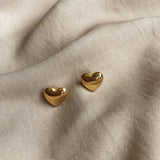 Sweet Colour Heart Stainless Steel Stud Earrings For Woman