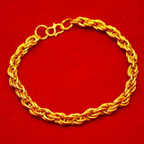 18k Fried Dough Twist Bracelet 6mm Alloy Gold-plated Hemp Rope Bracelet