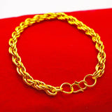 18k Fried Dough Twist Bracelet 6mm Alloy Gold-plated Hemp Rope Bracelet
