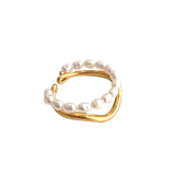 Elegant Double-Layer Pearl Ring Set for Women and Girls