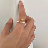 Elegant Double-Layer Pearl Ring Set for Women and Girls