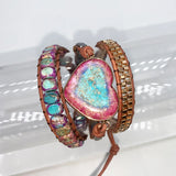 Natural Stone Pink Woven Bracelet for Women