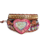 Natural Stone Pink Woven Bracelet for Women